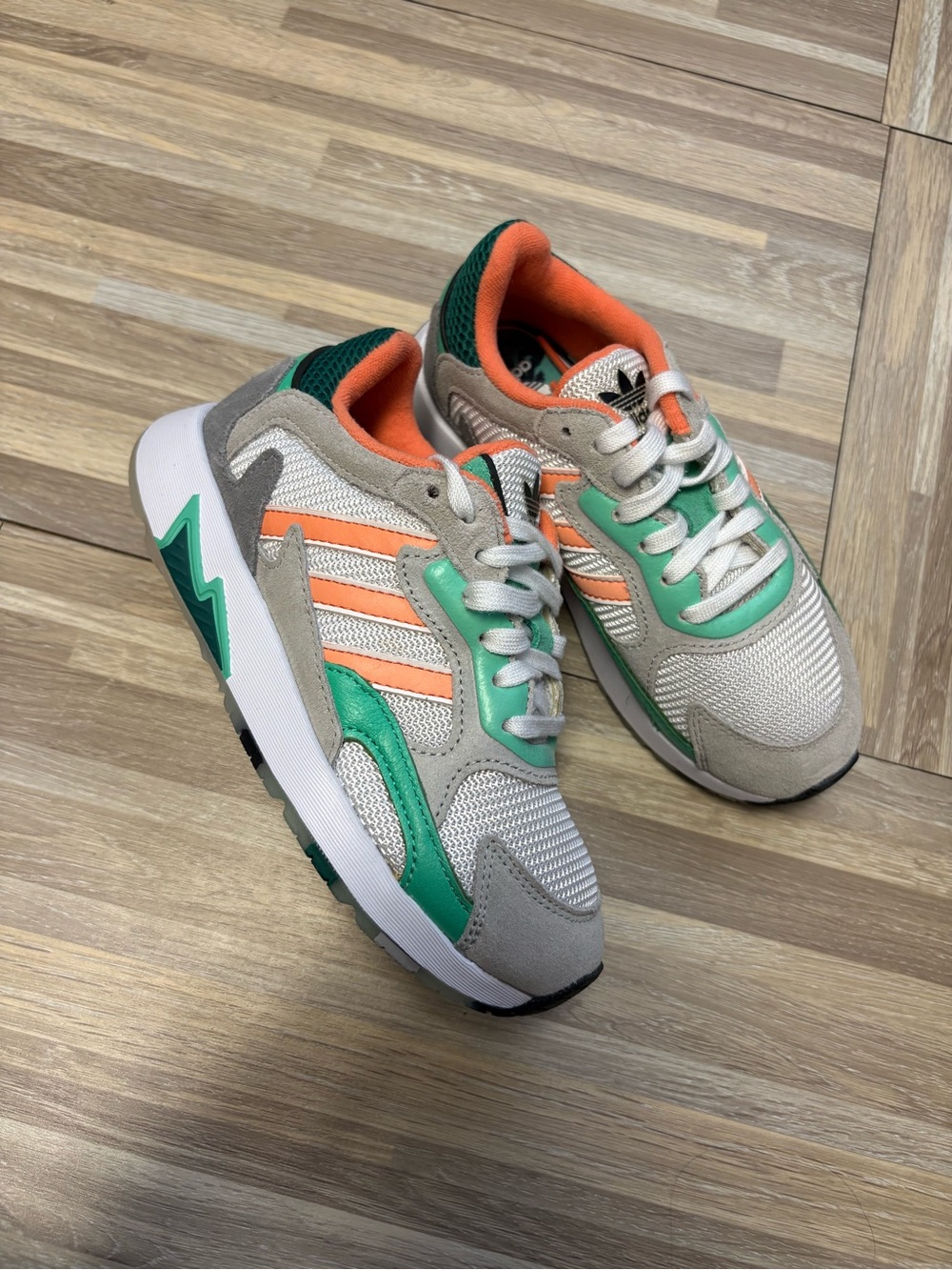 adidas Low-Top Sneakers in White, Green & Peach
